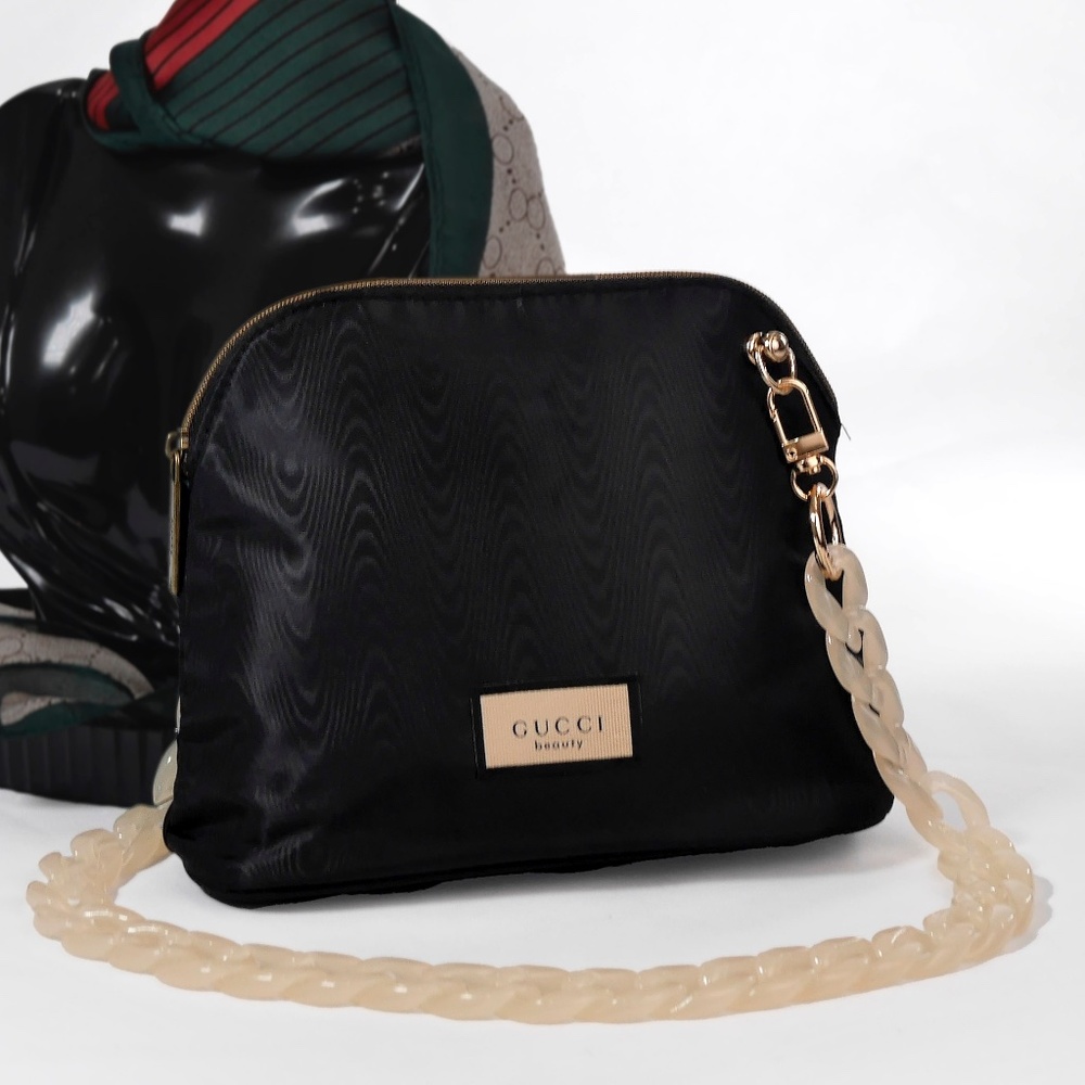 Gucci Converted Cosmetic Black Pouch Bag NEW